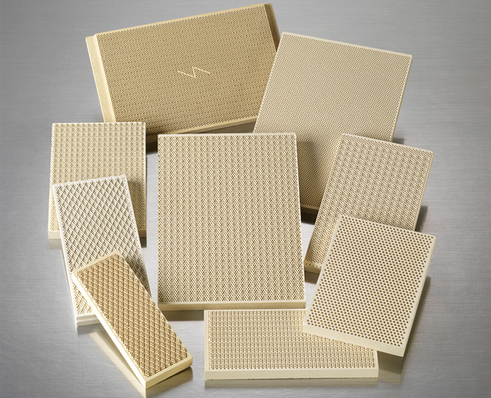 Ceramic infrared plaque range Cordierite ceramic infrared plaques in a range of sizes and perforation patterns.