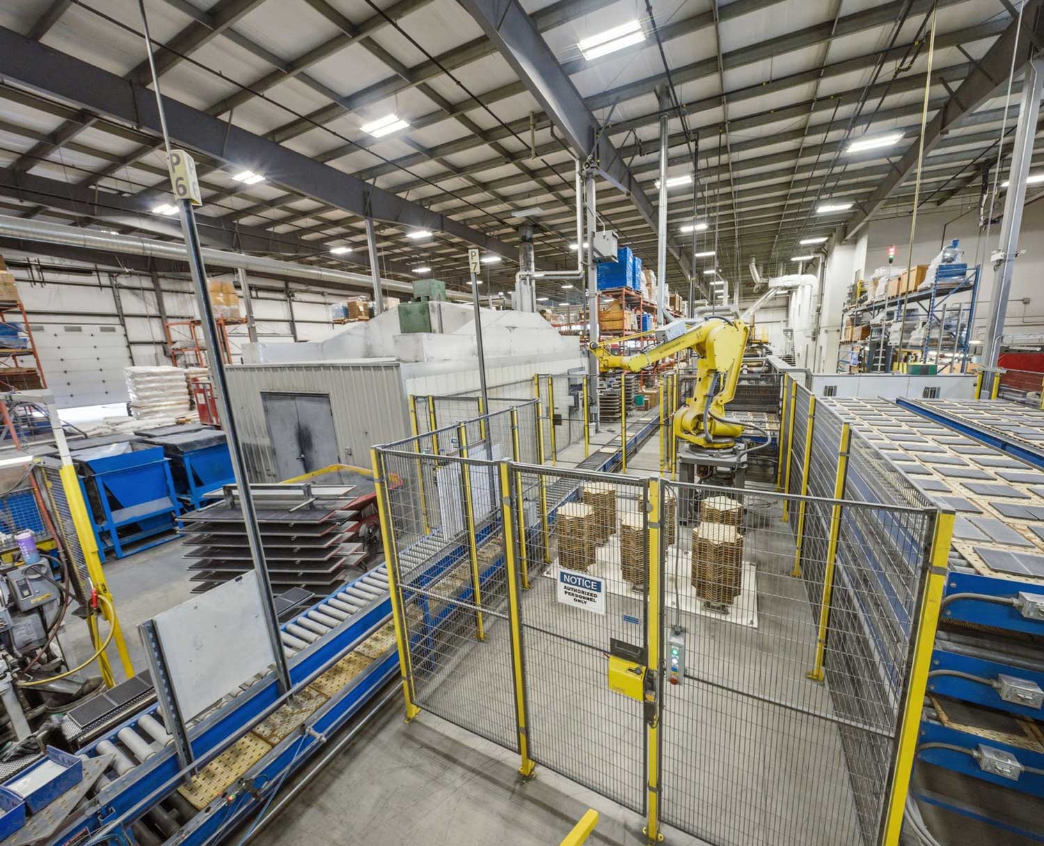Robotic handling equipment on the production line at the Paris facility.